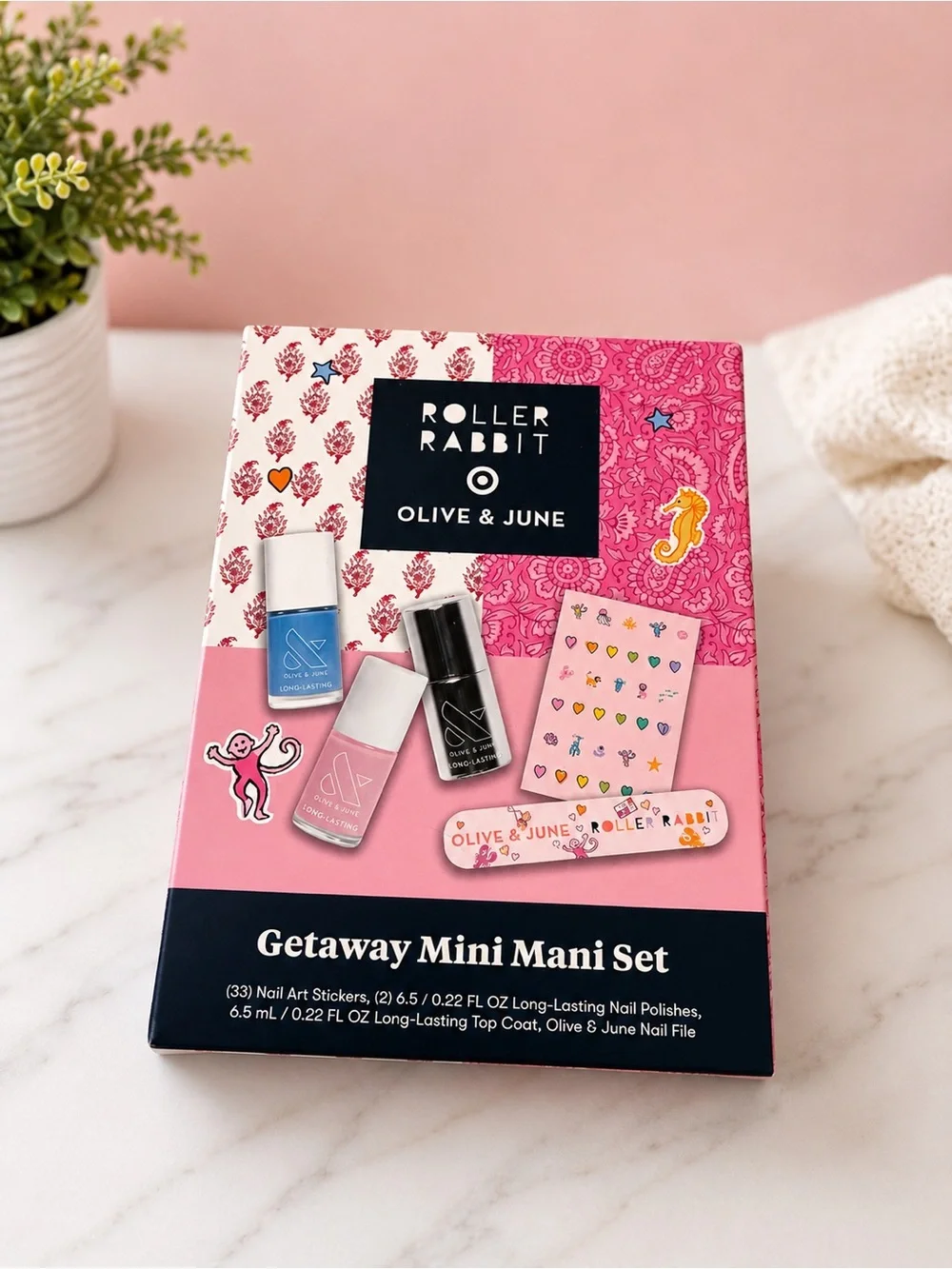 Roller Rabbit Pink & Blue Mini Manicure Kit